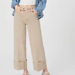 PAIGE Sasha Ankle Wide Cuff Jeans in Soft Sand size 27